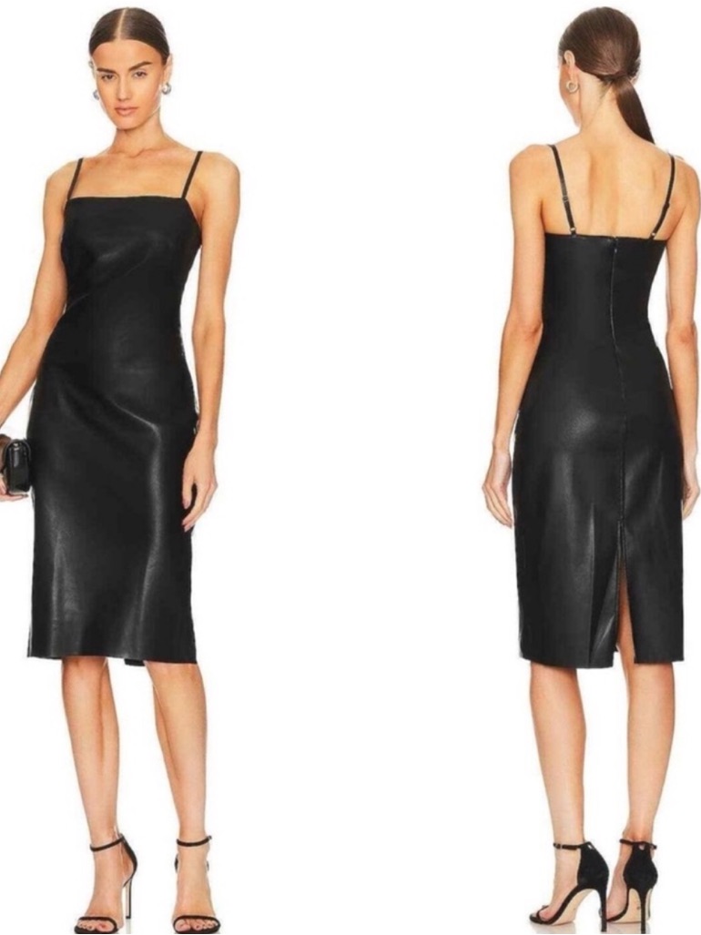 L’agence Dream Vegan Faux Leather Midi Dress In Black
